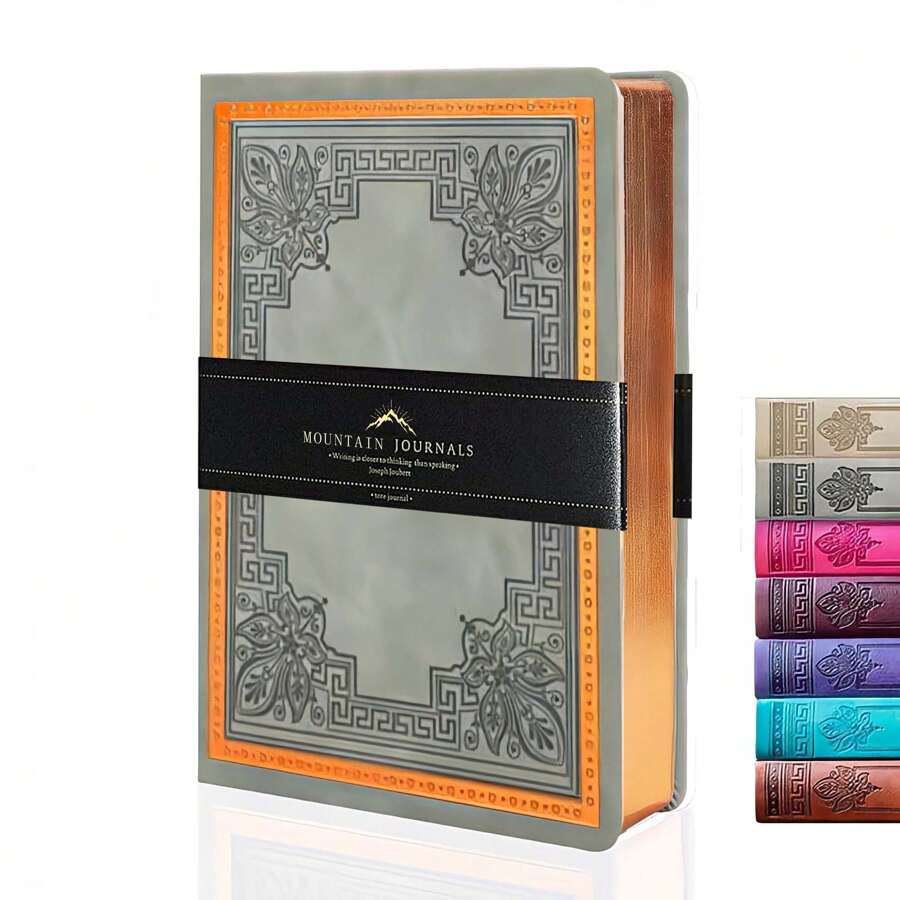 256-Page Lined Notebook,100gsm Paper Thick Diary Journal,Vintage Style PU Leather Hard Cover Notebook With Elastic Band,B6 Size 5.1" X 7.1",School Supplies,Back To School - B6 - View 1