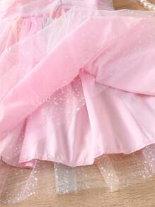 Vestido de tirantes con patchwork de malla para niñas jóvenes