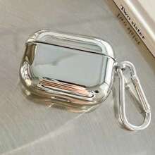 兼容 1/2 蓝牙耳机保护壳，时尚电镀 Pro 3 保护套，TPU 软壳兼容 AP 4 - 銀色 - 查看 3