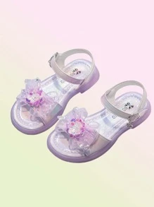 1 Pair Children Butterfly Rhinestone Decor Sparkly High Heel Sandals - Purple - View 4
