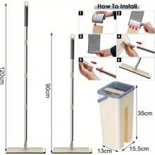 Mop And Bucket Set, With 3 Replacement Machine Washable Microfibre Mop Pads 360° Flat Squeeze Microfiber Mop And Bucket - With 3pcs Microfiber Pads - View 3