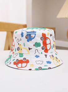 1pc Kids Bucket Hat, Boys' Cartoon Printed Sun Protection Hat For Spring