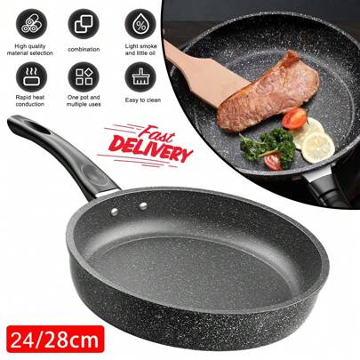 28cm/24cm Nonstick Frying Pan, Omelet Pan Chef Pan For Home Kitchen, Less Oil For Health Cooking, Small Pan With Heat-Resistant Handle,All Stoves Compatible