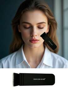 Princess Rose Pincel de maquillaje con cabeza plana de princesa rosa, se puede usar para base, polvos sueltos y otros usos especiales de pincel de maquillaje - Negro - Ver 5