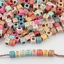 200 Pieces Of 6mm * 6mm Multi-Color Background Acrylic Letter Beads Scattered Beads, Used For Jewelry Making, Home DIY Crafts, Necklaces, And Keychain Accessories - Multicolor - View 1