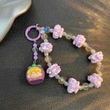 Candy Color Beaded Chain Strap, Hand-Painted Graffiti Design Phone Lanyard, Bracelet, Backpack Hanging Decor, Camera Accessory - Multicolor - View 5