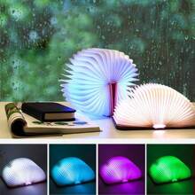 مصباح مكتب ديكوري LED قابل للشحن عبر USB، خيارات 3 ألوان/5 ألوان، مصباح كتاب خشبي، هدية عيد الحب وعيد الميلاد، هدية للصديقة، مصباح ليلي إبداعي - بيج - مشاهدة 9