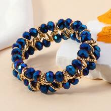 1 سوار يدوي مصنوع من خرز لامع وسلسلة من الألومنيوم، بتصميم متعدد الاستخدامات مناسب للنساء، للحفلات والأفراح والشاطئ والأعياد، هدية كلاسيكية وأنيقة