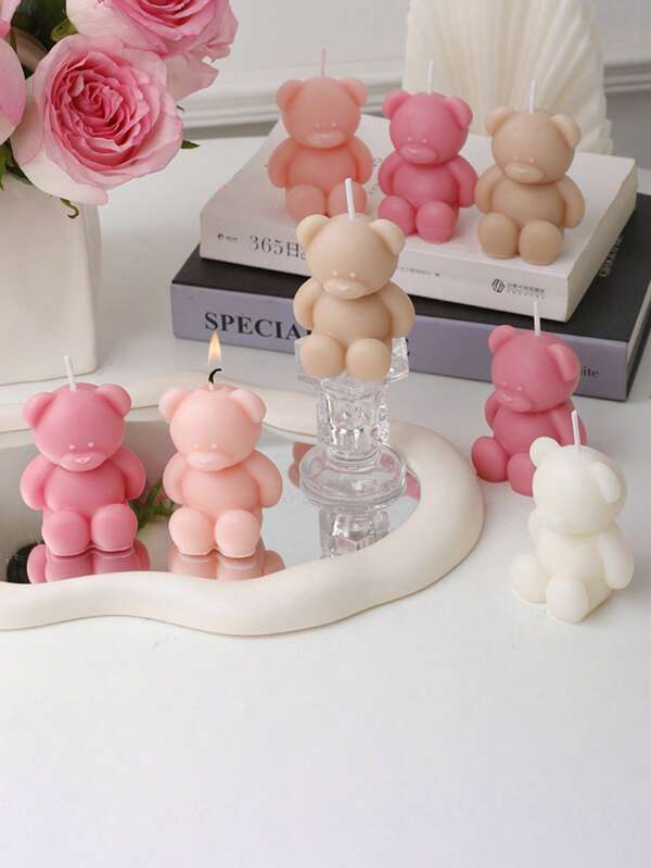 4 peças/2 peças/1 peça novas velas de cera de flor de rosa (3,93 pol.) / velas criativas com aroma de urso (2,55 pol.), velas sem fumaça/presente, decorações, presentes, velas de aniversário, decoração de aniversário, adequadas para decoração de velas de sala de estar/quarto/cozinha/mesa de jantar, presentes para mulheres, dia dos pais/aniversário/formatura/festa, decoração de feriado, velas, Páscoa, vela, outono, velas perfumadas, decoração de casamento, velas rosa, casamento, decoração de quarto, decoração de quarto, decoração de casa
