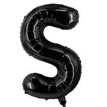 16 英寸黑色字母和数字气球铝箔氦气黑色字母派对气球聚酯薄膜气球字母和数字气球铝箔适用于生日婚礼周年派对装饰 - 黑色 - 查看 18