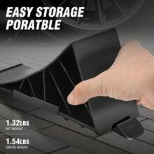 For Truck RV Trailer Heavy Duty Solid Wheel Chocks Tire Stopper W/ Brackets 2Pcs - Black - View 5