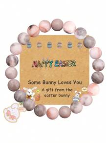 1pc Easter Day Gifts For Women Men , Christian Gifts For Friend Family, Rabbit Bunny Style Easter Catholic Religious Christian Jewelry - Natural Stone - View 5