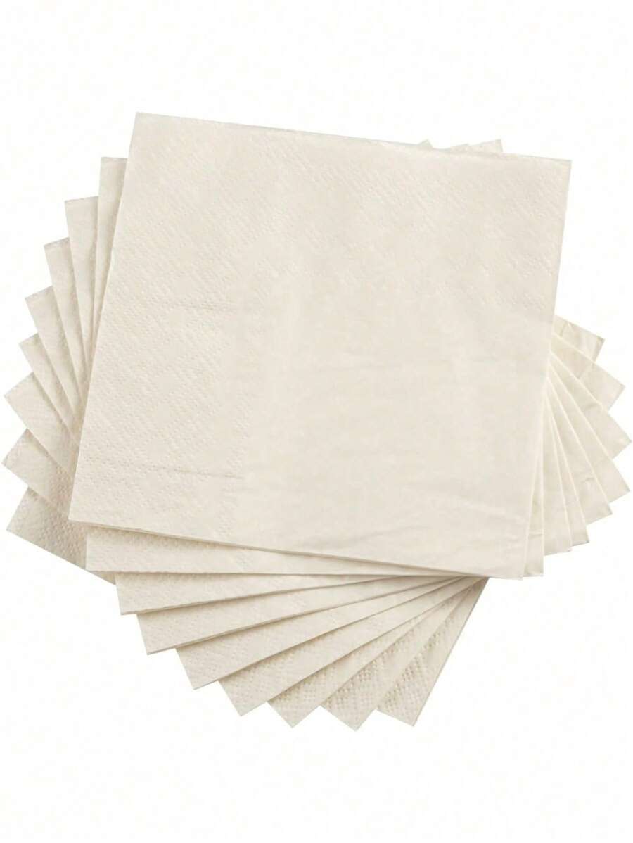 20/40/80 件鸡尾酒餐巾米色餐巾一次性甜点餐巾婚礼餐巾鼠尾草绿色纸巾适用于婚礼、新娘送礼会、茶会，5 X 5 英寸 - 米色 - 查看 1