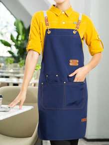 1pc Thickened Canvas Apron, Waterproof Apron For Cooking, Cafe, Coffee Shop, Catering Industry - One Size - View 5