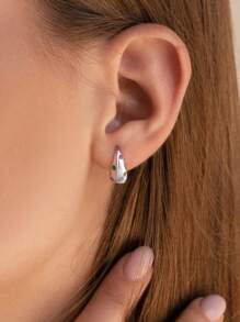 1pair Minimalist Multicolored Zirconia Hoop Earrings For Women S925 Sterling Silver Fine Ladies Jewelery Gift Exquisite Party Gifts