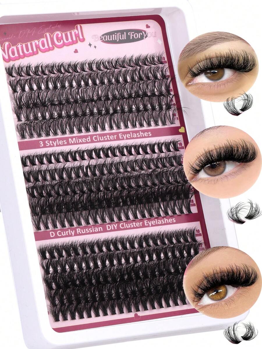 300 Stück/270 Stück natürliche flauschige DIY Wimpernverlängerung 40D+50D+60D/60D+80D+100D, weiche & flexible Büschel-Wimpern geeignet für Anfänger, gemischte Länge (10-16mm), wiederverwendbare Wimpernbüschel, Wimpernbüschel, Einzelwimpern, Wimpern, Falsche Wimpern
