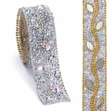 Tiras de piedras de strass de vidrio con ajuste en caliente - 2.2cm (0.866 pulgadas) de ancho x 1 yarda 90cm (35.43 pulgadas) Tiras de piedras decorativas para planchar para DIY en ropa, bolsas, zapatos, decoración del hogar y accesorios