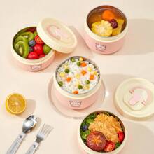 Portable 304 Stainless Steel Thermal Lunch Box With Cutlery&Lunch Bag, Cute Capybara Pattern Leak Proof Bento Box, Microwave Safe&Hot Water Heating, Insulated Anti Scalding Lunch Container, Reusable Fruit Salad Food Storage Container, Suitable For Student And Adult Use In School, Office, Outdoor Camping, Picnic, Travel