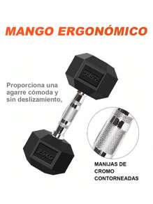 2Mancuernas Hexagonales De Caucho 2.5Kg - Negro - Ver 3