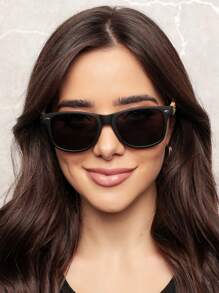 SQUARE SUNGLASSES FOR MEN AND WOMEN, SPRING-LOADED BAMBOO IMITATION, UV400 LENS - W-1 LENTE POLARIZADO - 查看 3