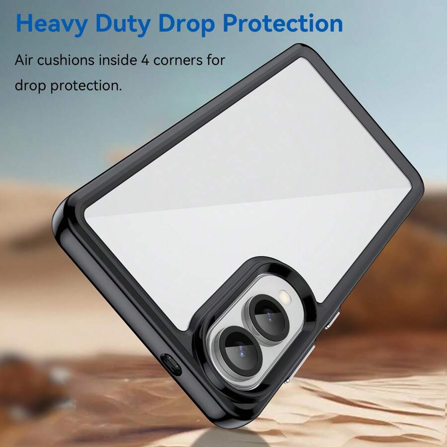 Transparent Acrylic Independent Button TPU Soft Bumper Shockproof Phone Case Suitable For A/S Series, Redmi, Nothing Phone (1) - Transparent Black - View 1