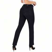 BRITOS JEANS Pantalón Recto Britos Jeans Mujer Negro Mezclilla 025376