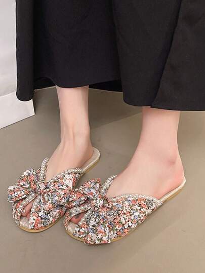Giày đế bằng in họa tiết ngọc trai trang trí toàn bộ cho nữ, giày đế bằng lười thường ngày phù hợp để đi học, đi làm, ký túc xá, đi nghỉ, du lịch, đi biển