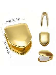 THATBOY 4pcs Fashion Personalized Jewelry Grillz Single Glossy Copper Simple Cool Grillz Gift For Men And Women