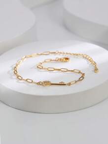 Charm-In 1 peça de tornozeleira exclusiva de zircônia, joia de tornozeleira de cobre banhada a ouro, acessório de moda para mulheres, adequada para uso na praia, presente para namorada
