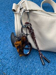 1个创意花朵造型镜子钥匙扣，时尚包包挂饰，可爱别致的吊坠，节日和生日礼物 - 咖啡 - 查看 3