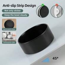 Comedero y bebedero cerámicos antideslizantes para perros grandes, con diseño de "Amante de los perros y mamá de perros", protege la columna cervical (tazón individual de 8 pulgadas, negro) - Negro - Ver 3