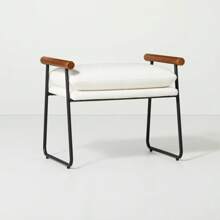 Hearth & Hand W/Magnolia Furniture Ottoman Metal Wood Living Room Cream Black - 1 - 查看 1