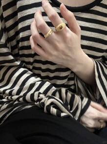 1pc Three-Layer Wrap-Around Micro-Set Rhinestone Brushed Ring, Unique Index Finger Ring, Fashionable Personalized, High-End