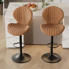 Nalupatio Modern Bar Stools Set Of 2,Adjustable Swivel Barstools,Counter Height Stool Chair With High Backrest For Dining Room - Brown - View 3