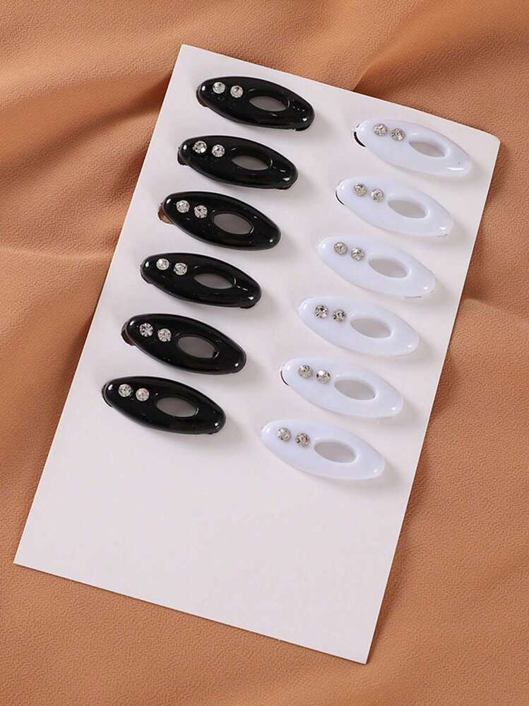 12个装女士丝巾夹，黑白丝巾别针，披肩固定夹，适用于连衣裙 - 黑與白 - 查看 5