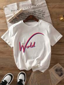 Summer Casual Women's Round Neck T-Shirt, Slim Fit Short Sleeved T-Shirt