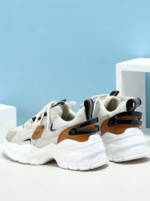 男士时尚米棕色经典色彩个性化创意派对节日防滑系带厚底低帮休闲复古厚底运动鞋 - 彩色 - 查看 4