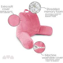 Milliard Reading Pillow With Shredded Memory Foam, Large Adult Backrest With Arms, Back Support For Sitting Up In Bed With Washable Cover (Sit Up Pillow) Pink - Yellow - View 11