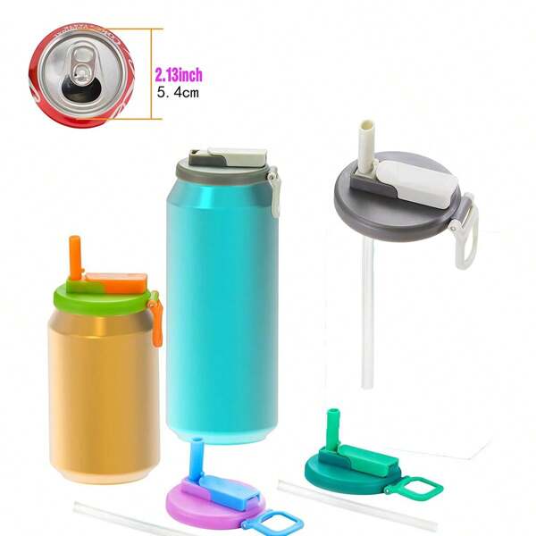 1 tampa de copo com canudo, adequada para latas de 5,4 cm/2,13 pol., bebidas, tampas, pode manter seu refrigerante fresco, selado, fácil de usar
