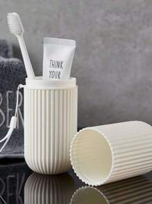 1pc Portable Makeup Brush Organizer Case, Travel Toothbrush Holder, Pen Holder Set, Multifunctional Cup With Cover For Bathroom Essentials,Room,Home,Bedroom,Bathroom,House,Pink Room,Living Room Decor,Travel Stuff,Gift Bag,Gifts For Mom,Dad,Men,Friends,Teacher,Birthday,Wedding,Desk,Shelves,Accessories,Gift Boxes,Funny Gift,