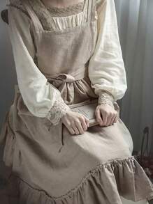 1pc Minimalist French Retro Artistic Style Apron, Suitable For Florists And Baristas, All-Season, Can Be Used For Home Kitchen, Outdoor Camping And Picnics. - Multicolor - View 3