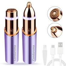 Conduroma Eyebrow Trimmer For Women, 2 In1 Rechargeable Facial Hair Removal And Eyebrow Shaver, Eyebrow Facial Trimmer, Face Lips Body Painless Facial Razor With Ring LED Light 
