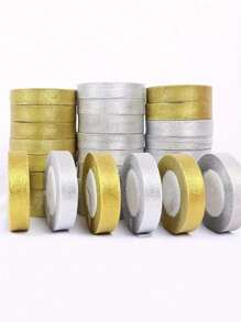 1 Rolle goldfarbenes/silberfarbenes glitzerndes Satinband für selbst gebastelte Schleifen, Hochzeit, Weihnachtsdekoration, DIY Karten und Geschenkverpackung, 25 Yards für den Valentinstag - Verschiedenfarbig - Übersicht 5