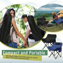 2 Pack Compact Camping Chairs Portable Folding For Outside With Carry Bag Lightweight Moon Chairs For Travel Picnic Hiking Beach Fishing, 600D Oxford, Supports 330lbs - 藍色, 黑色 - 查看 6