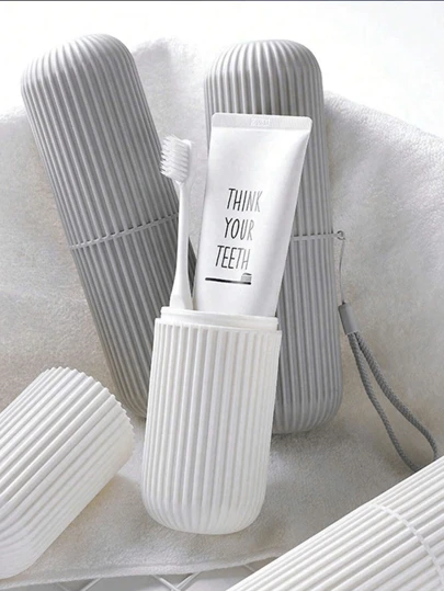 1pc Portable Travel Mouthwash Cup, Toothbrush & Toothpaste Storage Box, Travel Camping Toothbrush Cup, Travel Facial Cleanser Set, Travel Essentials, Beach & Holiday Back To School Travel Organizer Home Bathroom Decor Fall Decor