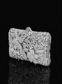 1pc Glittery Elegant Party Handbag, Luxury Women's Crystal Clutch Bag, Fashion Cosmetics & Perfume Handbag, Handcrafted Sparkling Crystal-Studded Metallic Purse, Suitable For Formal Events Like Parties, Galas, And Gatherings For Sophisticated Ladies (Not For Storing Phones) - Multicolor - View 6