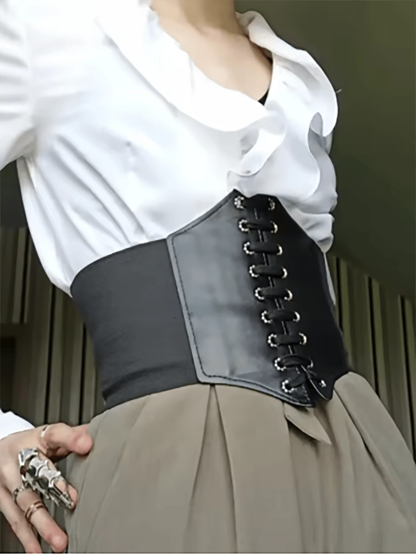 Cintura Larga Donna Vintage A Corsetto: Elastica In Vita, Con Fibbia In Lega, Retrò, Per Abiti, Cappotti E Camicie, Accessorio Moda - 4