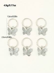 6/9/11 件时尚蝴蝶、星星、硬币吊坠编织发圈，适合时尚女孩 - 彩色 - 查看 4