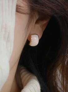 8pcs/Set Minimalist Asymmetrical Pearl, Hollow Flower Petal, Shell, Star & Round Shape Stud Earrings Set, Versatile For Women, Daily & Holiday Wear - Set F - View 5