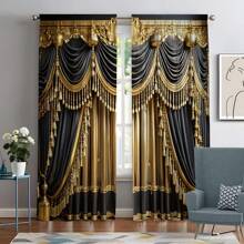 2 PIEZAS Cortinas doradas lujosas para la sala de estar, el dormitorio, la oficina - Cortinas decorativas - Dorado - Ver 4